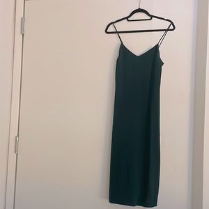 Madewell Silk Eva Side-Slit Slip Dress - Green